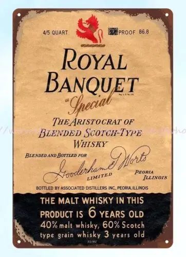 liquors bar pub Royal Banquet Special Blended Scotch-Type Whiskey metal tin sign