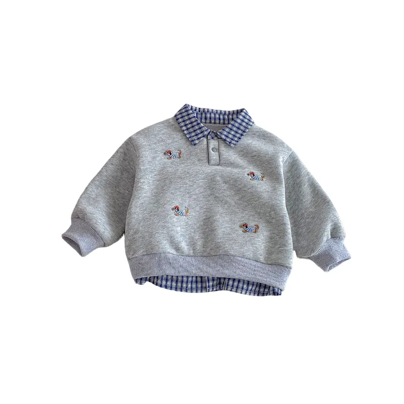 هوديي للأطفال 2025 بلوفر شتوي جديد للأولاد ذو طية صدر السترة والصوف، ملابس أطفال حمراء للعام الجديد #5