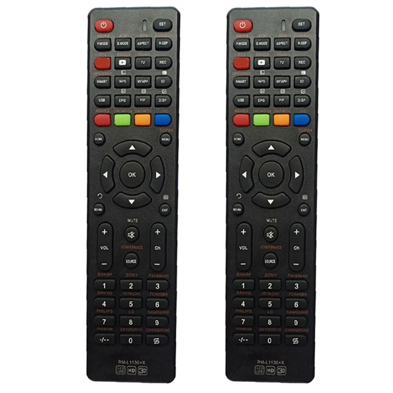 2X Rm-L1130 +X TV Remote Control Universal For Akira Aoc Bbk Elenbreg Prima Openbox Thomson Daewoo JVC Smart Tv