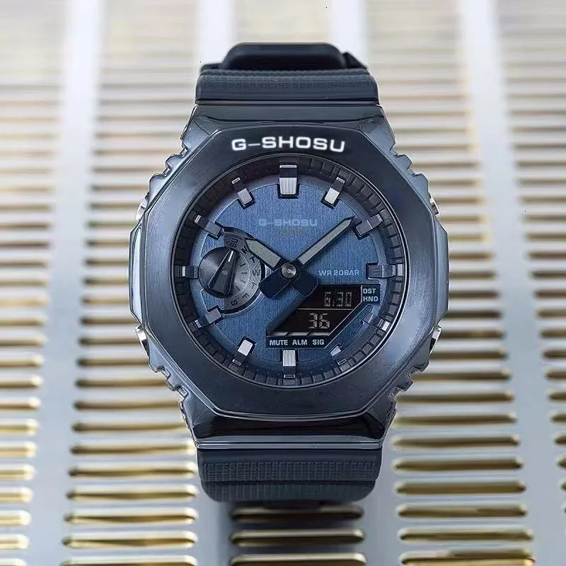 

Мужские спортивные цифровые часы со светодиодной подсветкой, полнофункциональные, с двойным дисплеем, съемным ремешком, серия GM Oak