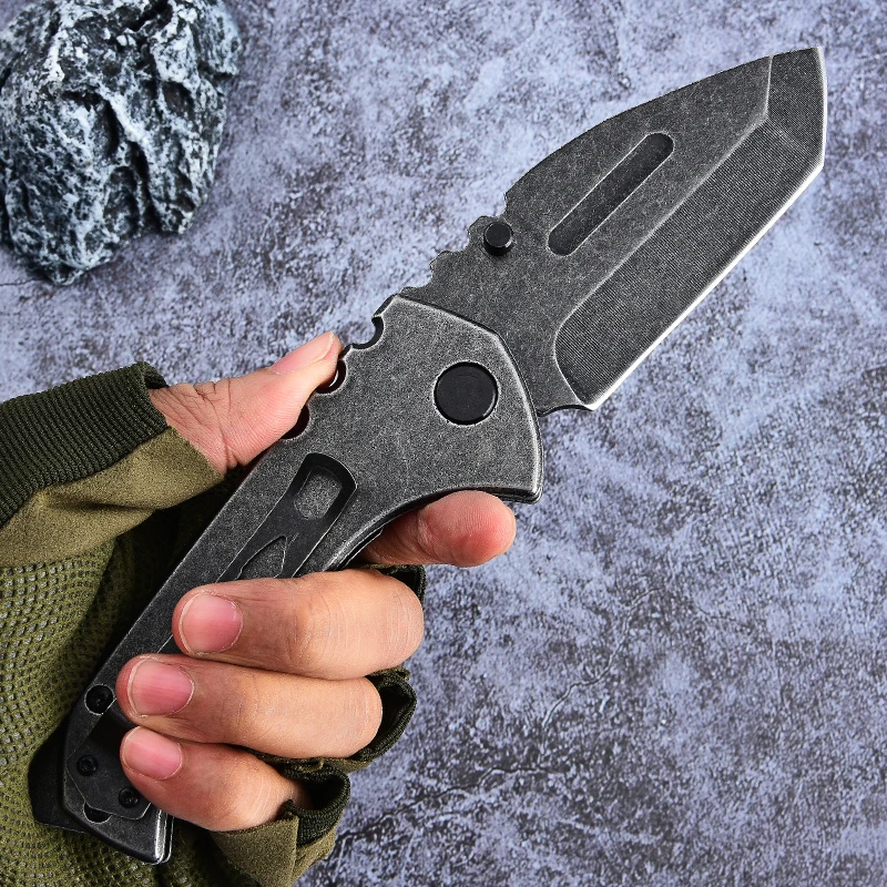 D2 High Hardness Steel Outdoor Folding Knife Camping Hunting Portable Mountaineering Tactical Survival Knife Men\'s Gift