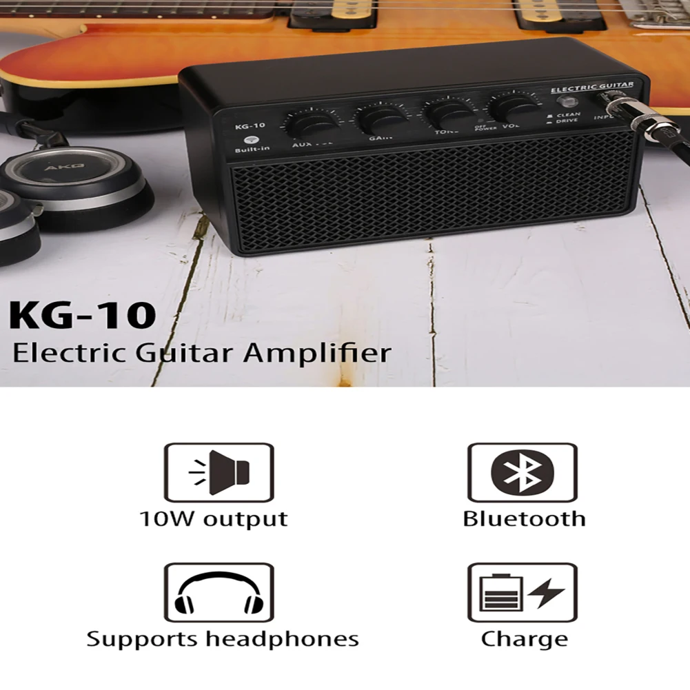 KG-10 Electronic Guitar Amplifier Portable Amplifier USB-C Rechargeable Wireless Desktop Home Computer Speaker