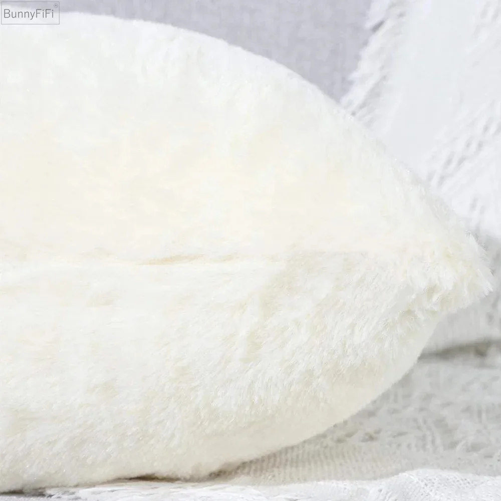 Rabbit Faux Fur Cushion Cover Decorative Pillow Cover for Sofa Living Room Decor Pillow Case High Quality White Cushion Covers