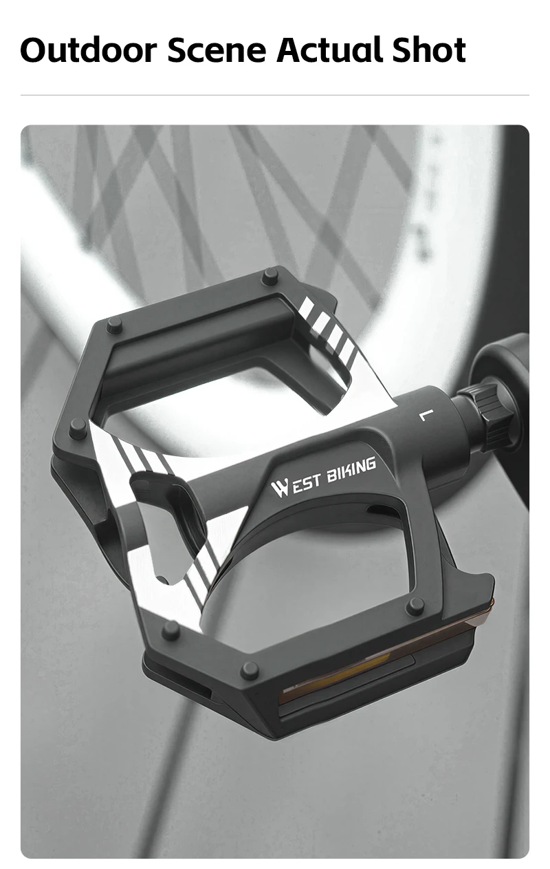 WEST BIKING Flache Fahrradpedale mit doppelten DU-Dichtungslagern, Nylon, ultraleicht, rutschfest, reflektierend, für MTB und Rennräder – Detail 14