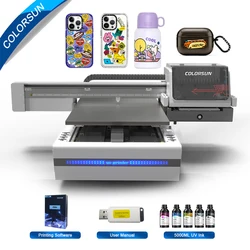 Colorsun A1 UV Printer For XP600 Impresora UV Flatbed Printing Machine A1 UV for Phone case Acrylic Cylinder bottle