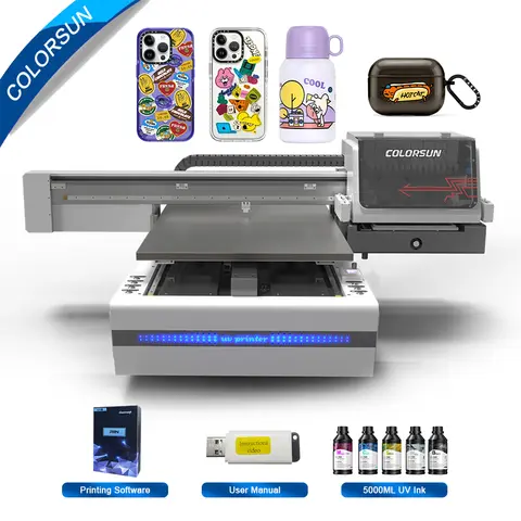 Colorsun A1 UV 프린터, XP600 Impresora UV 평판 인쇄기 A1 UV, 휴대폰 케이스 아크릴 실린더 병