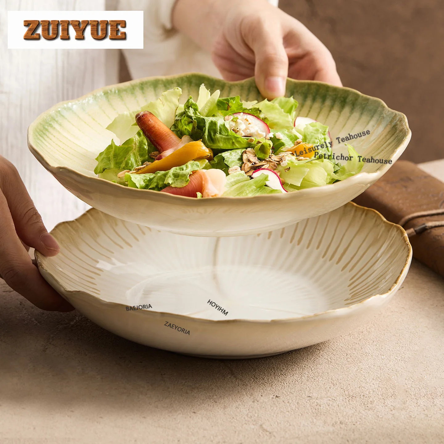 HOYIHM Kiln Fambe Gradient Color Ginkgo Leaf Serving Plate Rice Plate Fruit Dishes Dish Sushi Ramen Tray Commercial Tableware