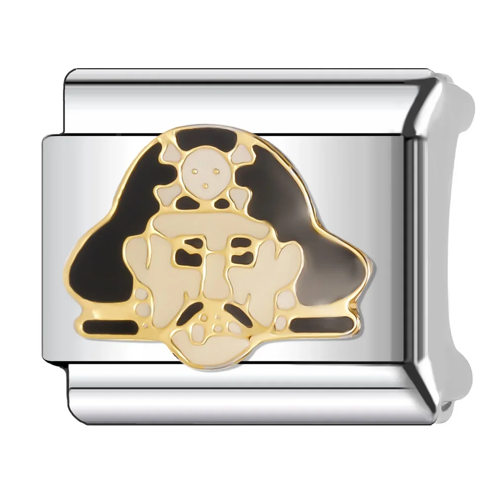 Trusta 2024 Cute Classic Angel Clown Charm Italian Links 9mm Bracelet Stainless Steel For Women Girl DIY Jewelry Wholesale N011