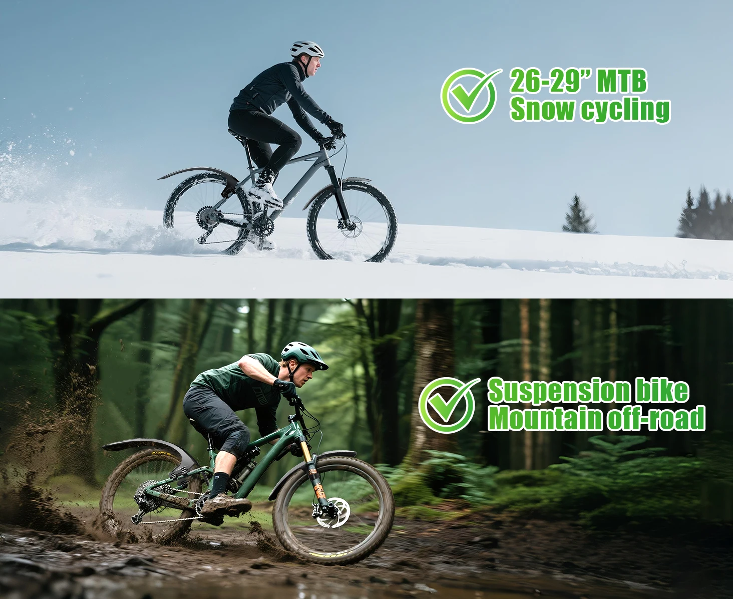 RBRL Extended Widen Fahrradschutzblech, kompatibel mit 7,6 cm Reifenbreite 26–29, vollständiger Abdeckung, spritzwassergeschützter Mountainbike-Schutzblech – Detail 10