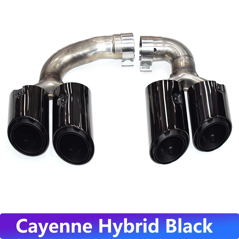 1 paar Voor 2018-2025 Porsche Cayenne Benzine Hybride Uitlaatpijp Upgrade GTS Rvs Zwart Quad Uitlaat tip Nozzle