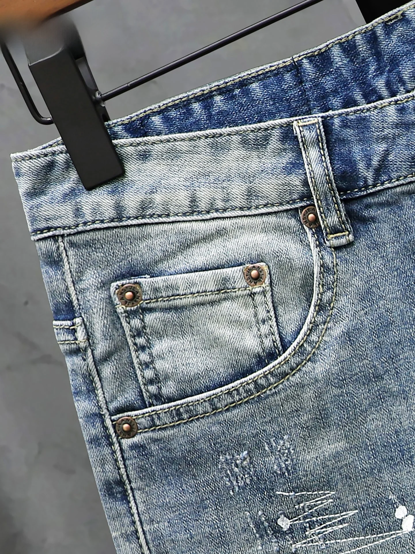 العصرية الرجال خمسة كيت الدنيم orts الصيف يمكن ارتداؤها تنفس خفيفة الوزن القطن الأزرق البوليستر مزيج مطاطا Waisand #3