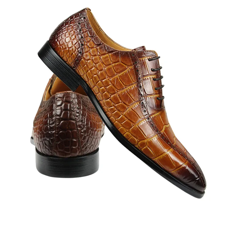 Men's Leather Shoes Elegant Party Crocodile Pattern Decorative Oxford Man Shoe Trend World Adult Fashion Products Pointed Toe