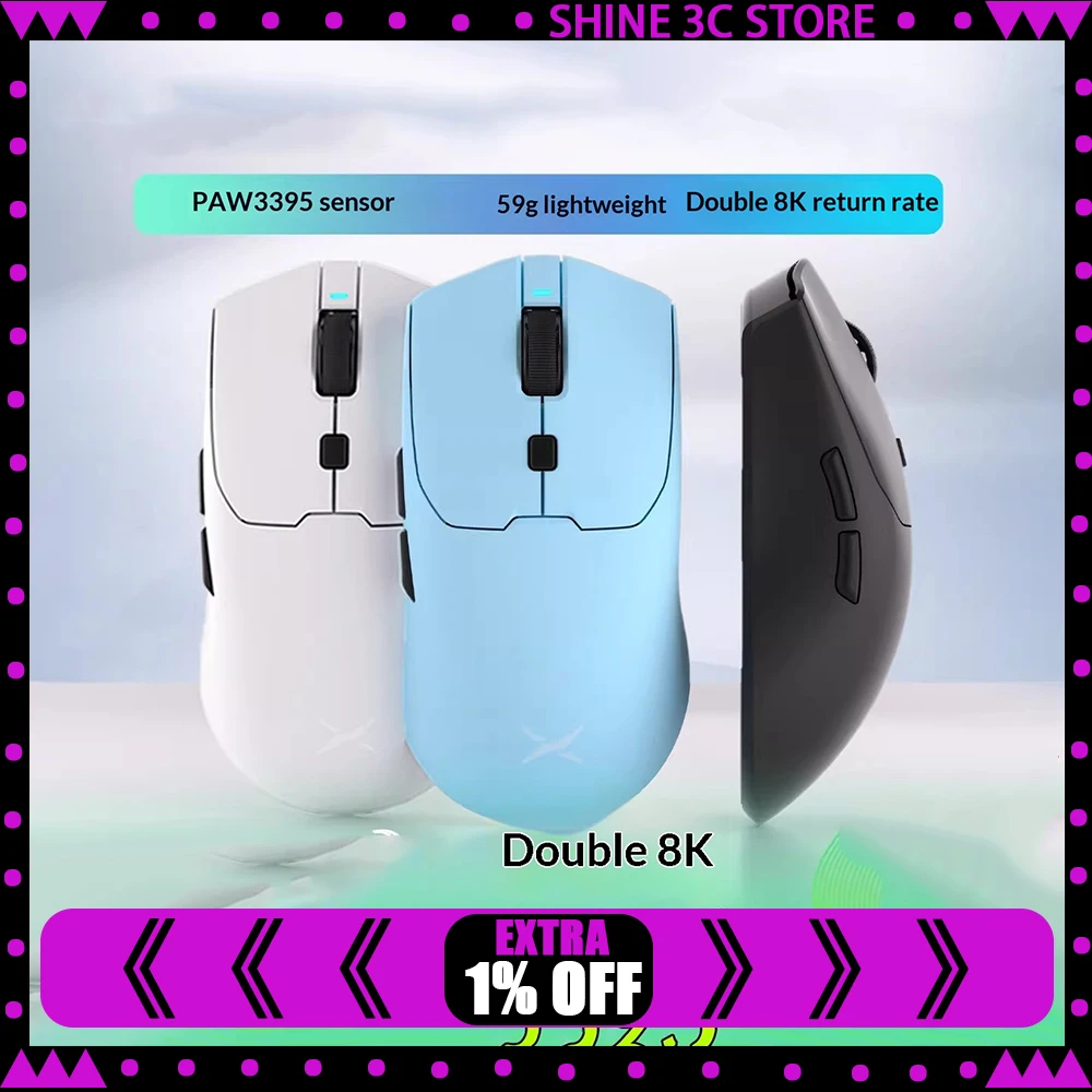 

DELUX M700pro Gaming Mouse Realtek Chip PAW 3395 Sensor 8K Fast Charging Battery Wireless Mouse Low Delay 59g Light Weight Mouse