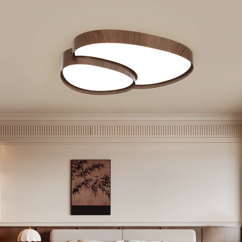 Image of 2026 Kreative Wohnzimmer-Deckenleuchte im Holzdesign, LED-Deckenlampe, Moderne Walnussholz-Beleuchtung für Schlafzimmer