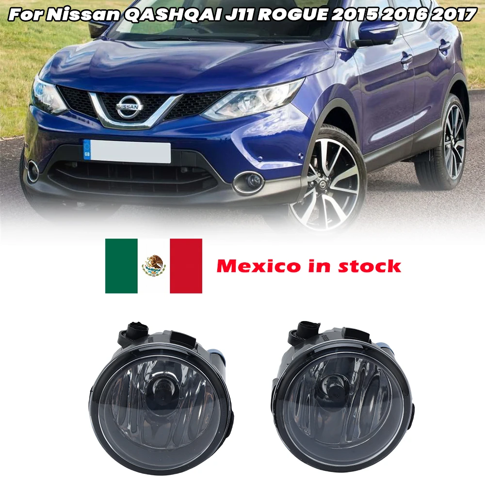 Fog Lights Fog Lamp Cover LED For Nissan QASHQAI J11 ROGUE 2015 2016 2017 Foglamp Wire Chrome Grill Bezel Car Accessories