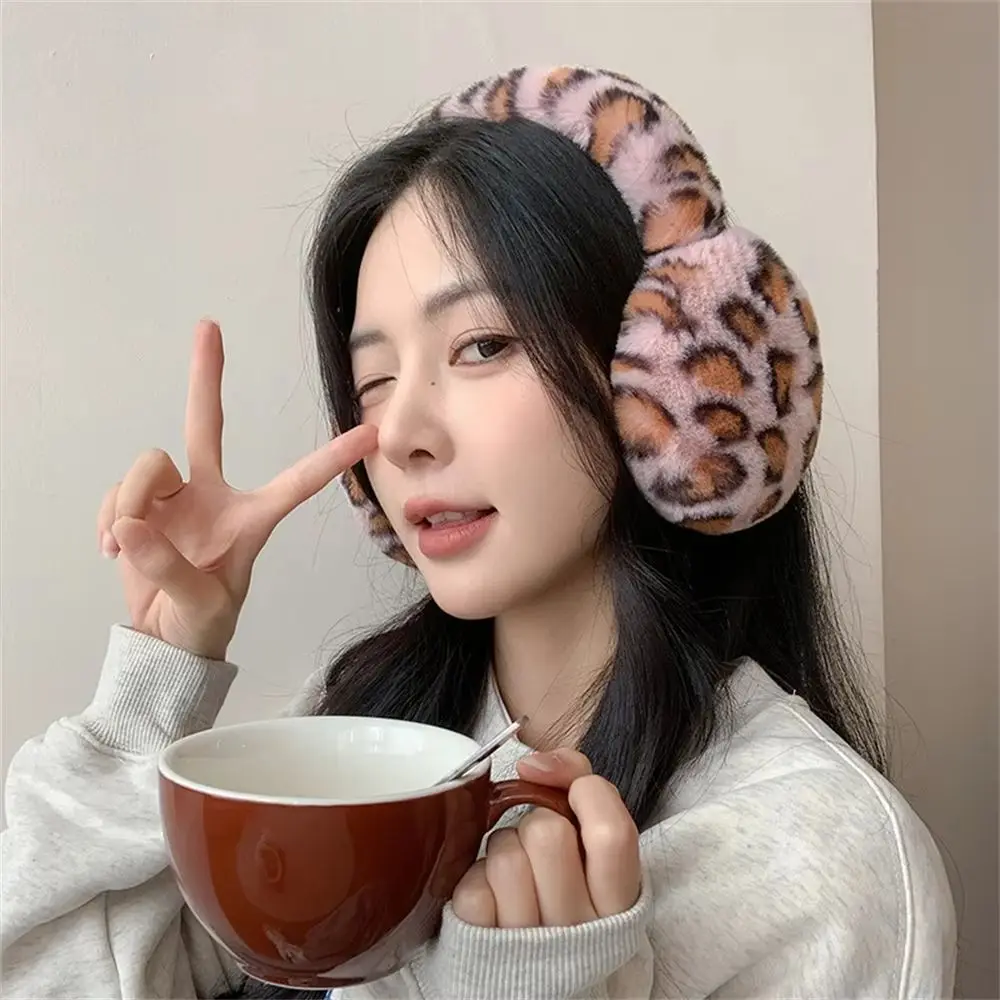 Ear-Muffs Cover Foldable Thickened Ear Muffs Print Frostproof Plush Ear Muffs Hairband Windproof Leopard Earmuffs Outdoor