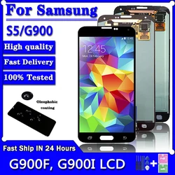 Super AMOLED For Samsung S5 i9600 G900 G900F G900M G900H LCD Touch Screen Digitizer Assembly Replacement Parts With Home Button