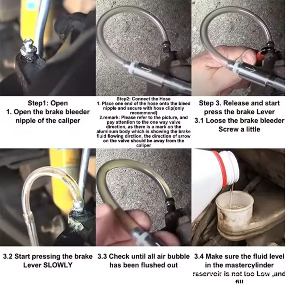 1Pcs Brake Fluid Bleeder Hose with One-Way Non-Return Check Valve Auto Car Vehicle Motorcycle Brake Clutch Bleeder Hose Pipe Kit