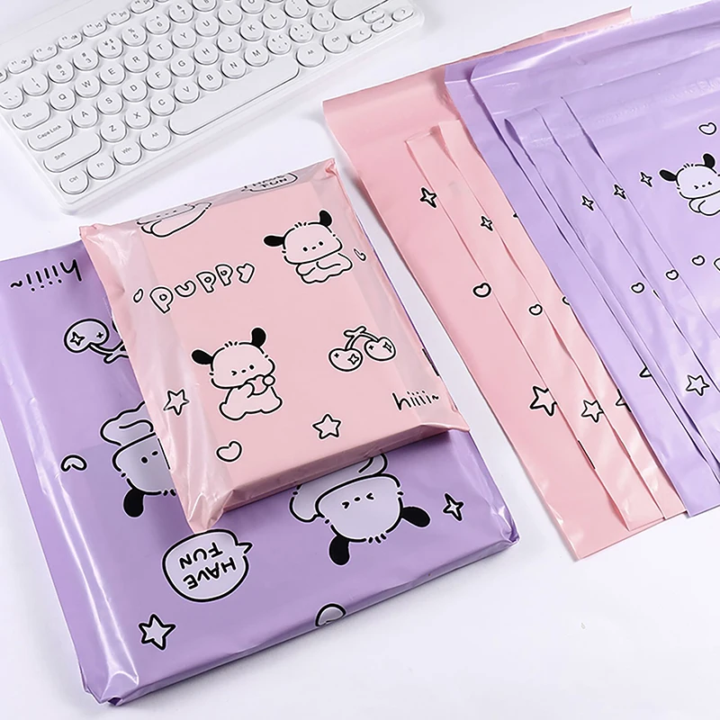 10Pcs Cartoon Cute Puppy Courier Bag Envelope Packaging Delivery Bag Waterproof Self Adhesive Seal Pouch Plastic Mailing Bags