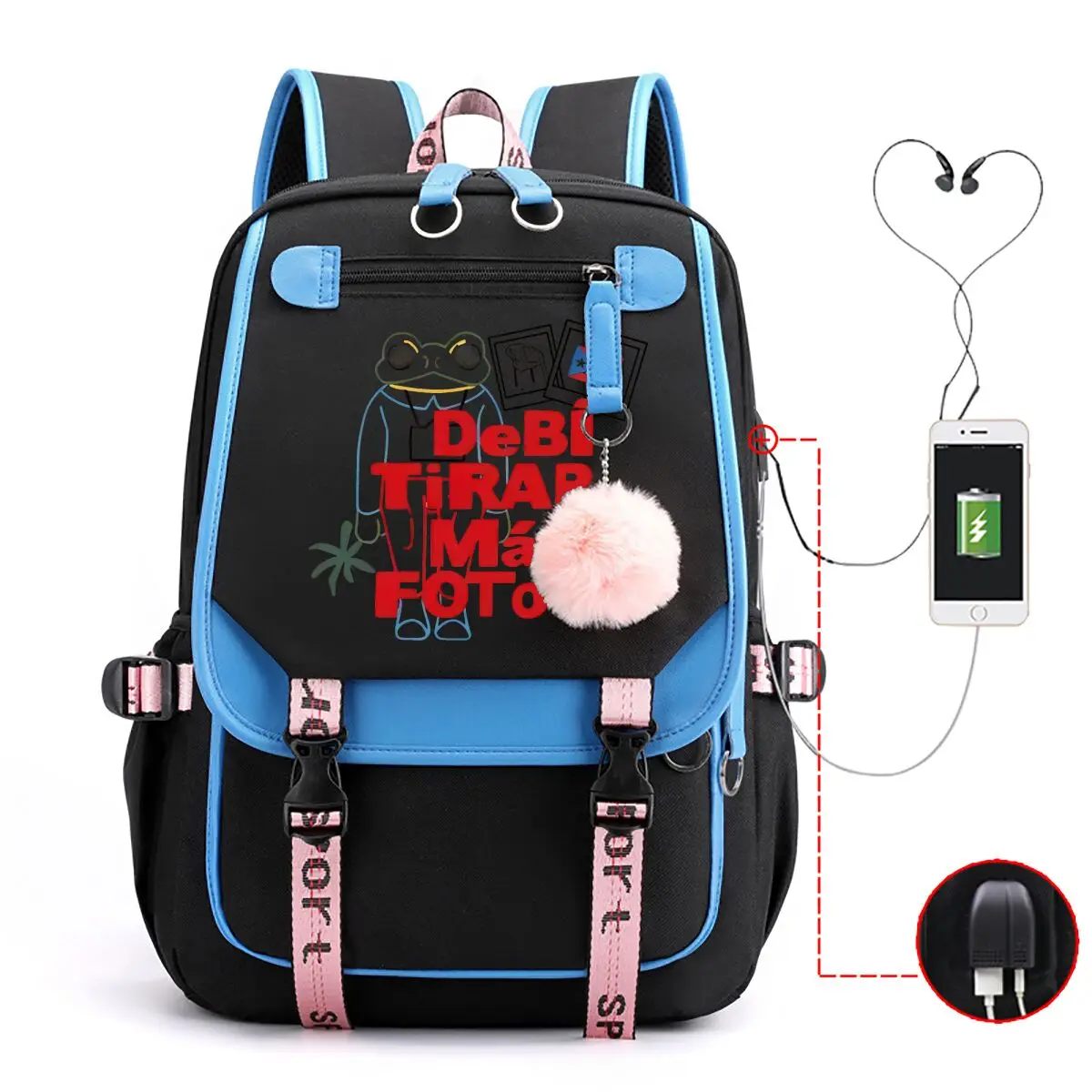 Pop Singer Backpack USB Charging Port School Bag Rucksack Mochilas Casual Daypack for Teen Boys Girls Daily Travel Bagpack