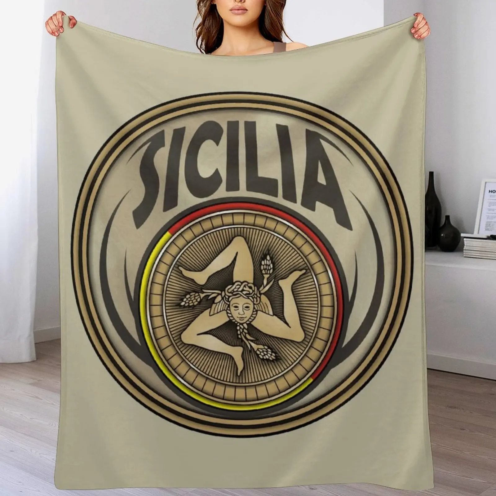 

Sicilia Sicily trinacria symbol Throw Blanket Soft Plaid Winter beds Personalized Gift Polar Blankets