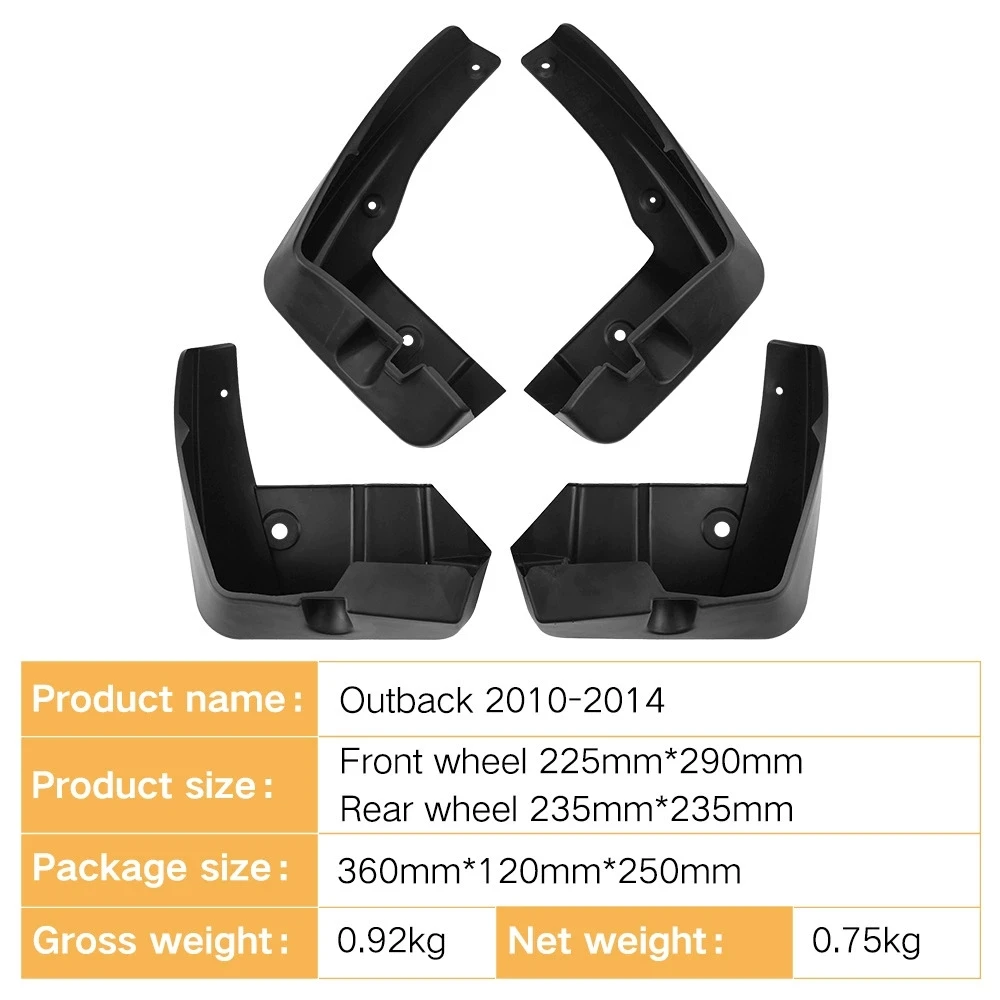 4PCS Front Rear Wheel Mudguards For Subaru Outback 2010-2014 Sedan Touring Splash Guards Fender Mud Flaps Car Accessories 3