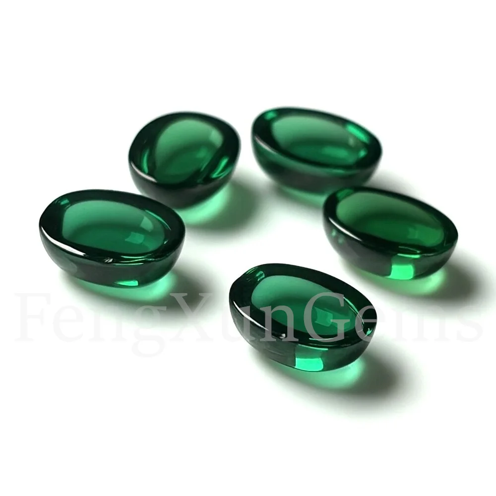 Heat resistant Green nano Oval shape flat bottom cabochon loose stone synthetic nano emerald gemstone for jewelry DIY - Image 3