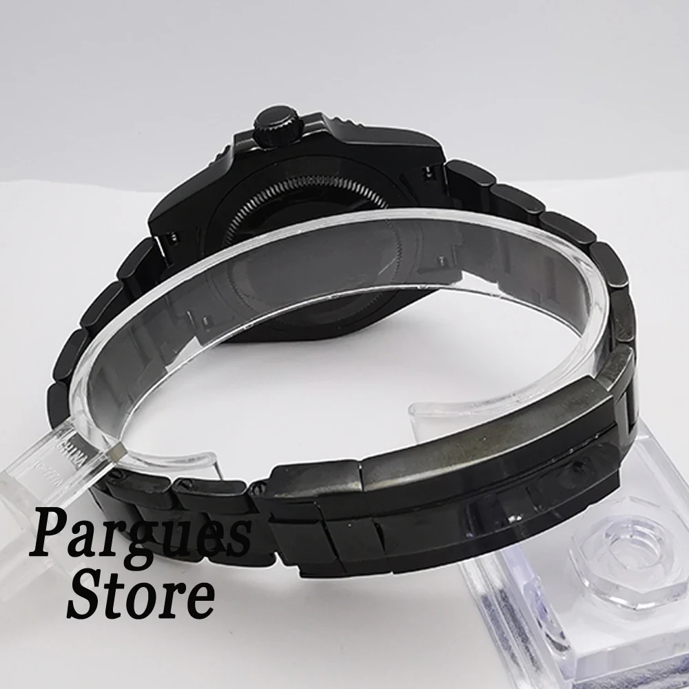 40mm sapphire glass black PVD watch case strap fit NH35 NH36 NH34 ETA2824 PT5000 Miyota8215 DG2813/3804 movement