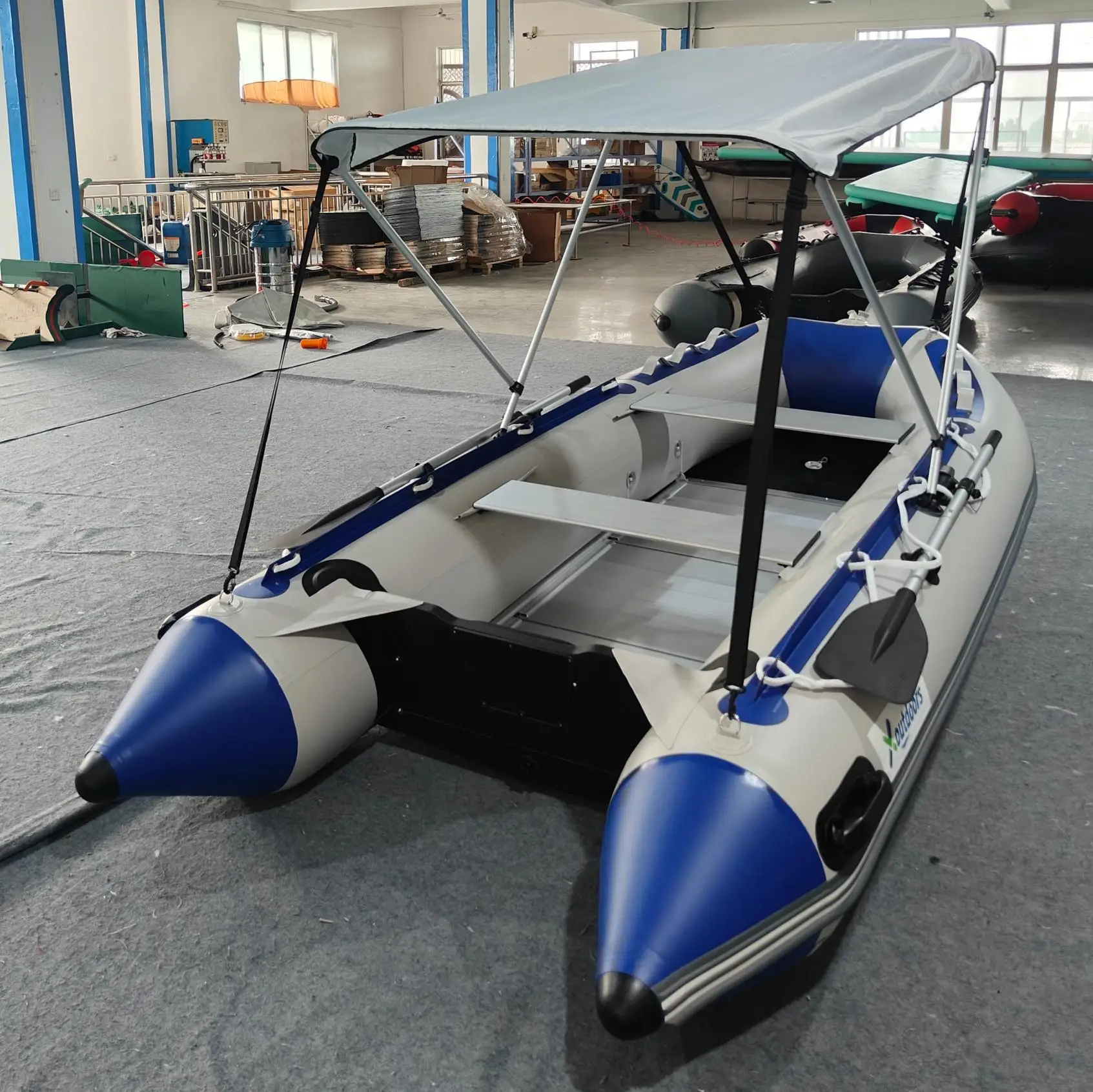 3.3M 3.6M 3.8M 4 Person Aluminum Floor Inflatable Boat For Lake River Offshore Sea Outdoor Driving Fishing
