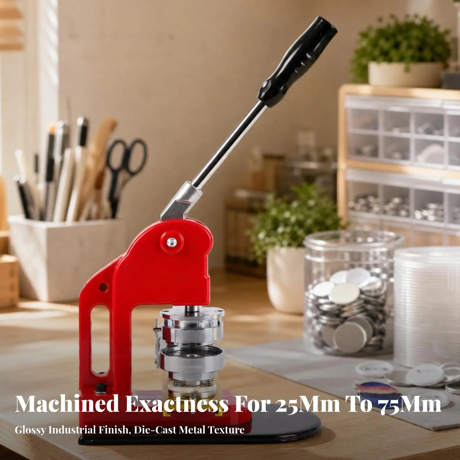 Hand-Operated Badge Press with Removable Removable Press Form DIY Badge Making Kit Easy to Use Manual Button Press Machine for
