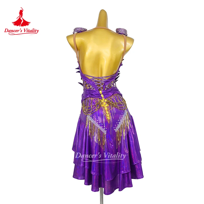 Blackpool Dance Festival Latin Dance Pleated Dress Dancer's Vitality Adult Chacha Samba Professional Clothes High-end Customized