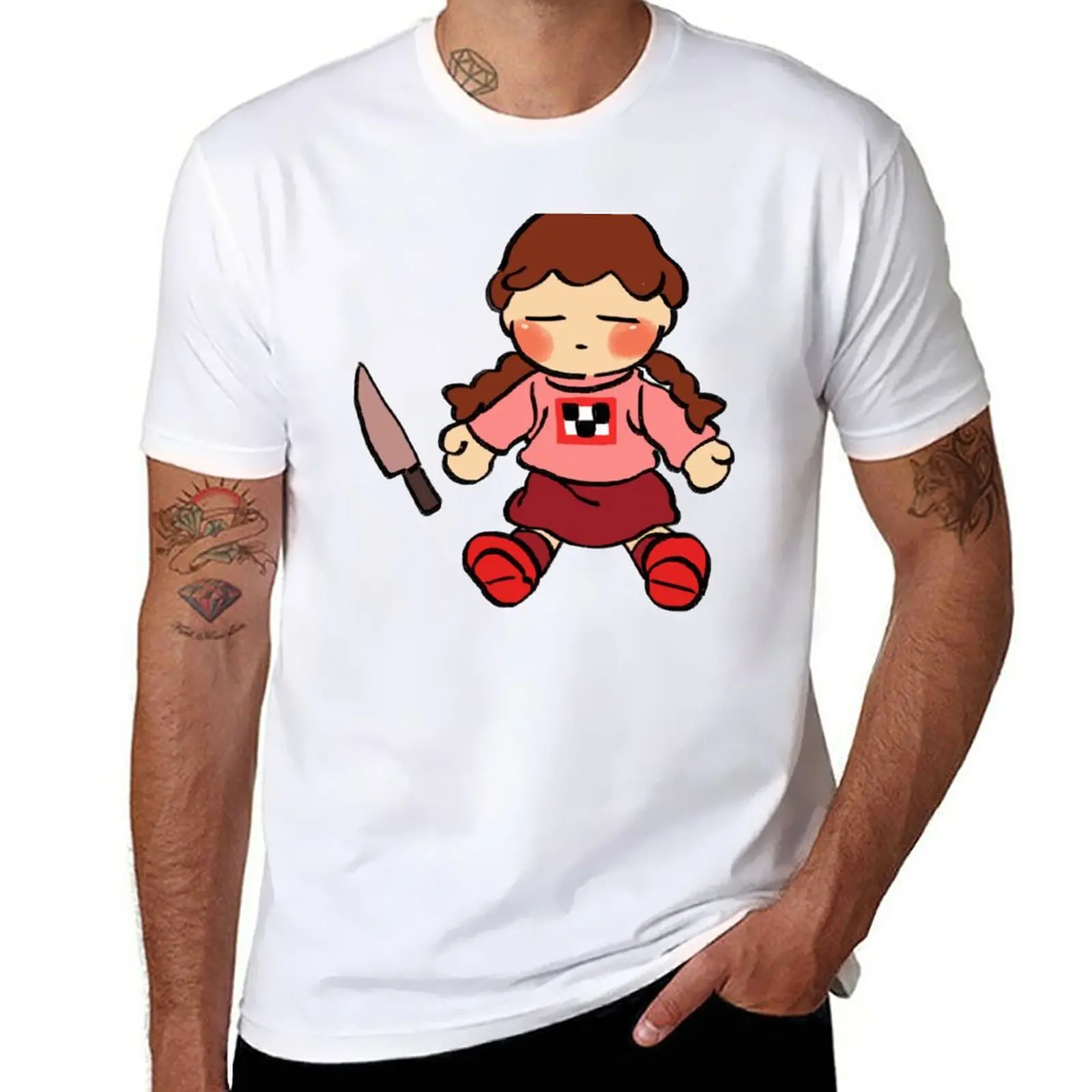 

New I draw madotsuki plush with knife normal colors ver. / yume nikki T-Shirt fitted t shirts for men