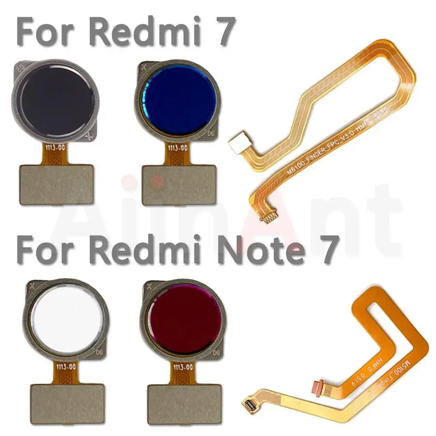 Aiinant Back Button Touch ID Finger Scanner For Xiaomi Redmi Note 7 Plus Prime Pro Fingerprint Sensor Flex Cable