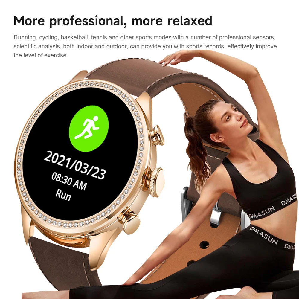 Mode Luxus Gold Frauen Smart Uhren Valentinstag Geschenk Diamant Armband Bluetooth Anruf Benachrichtigung Erinnerung Smartwatch Damen