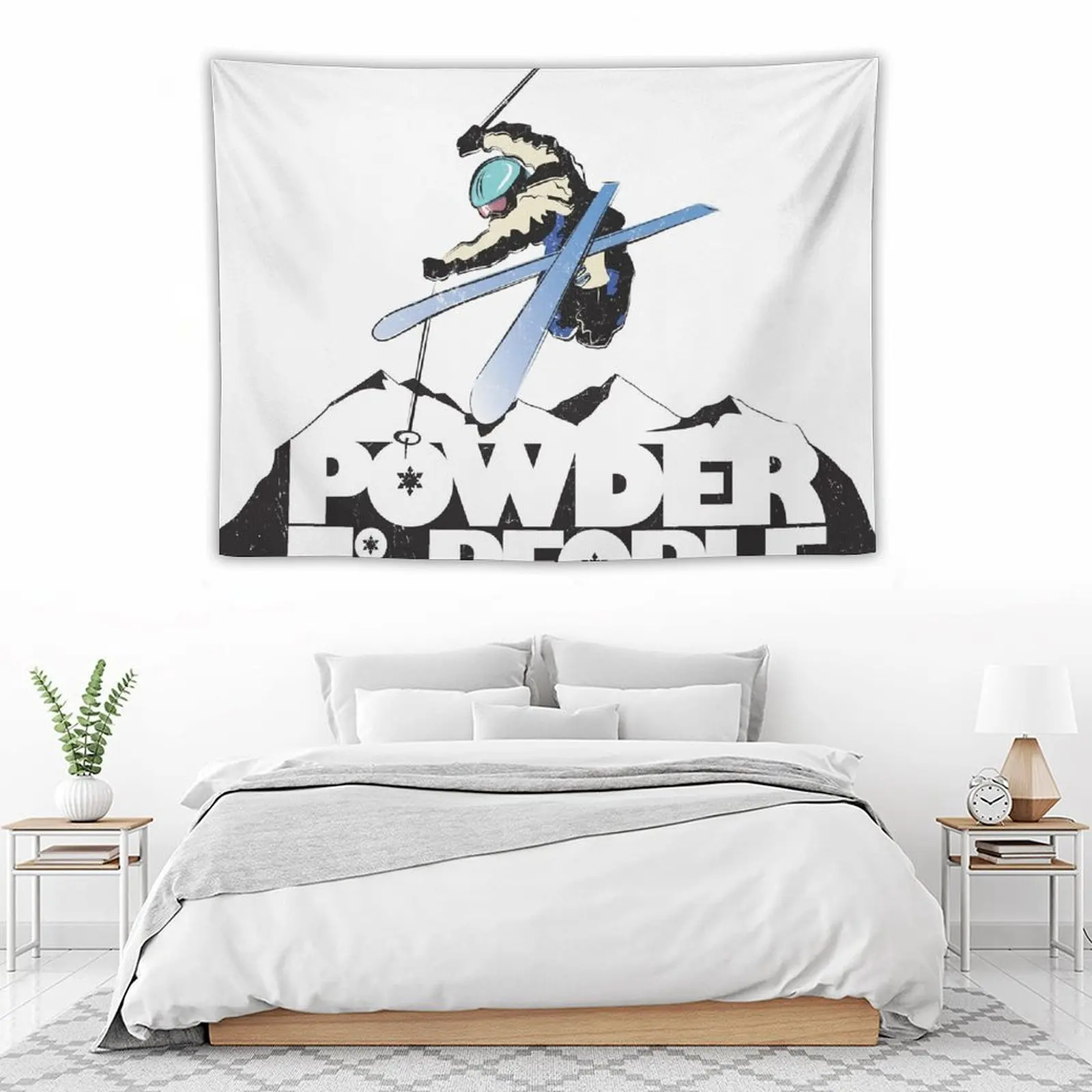 

Powder To The People distressed retro ski poster Tapestry Custom Home Decorators House Decor Decorative Wall Tapestry