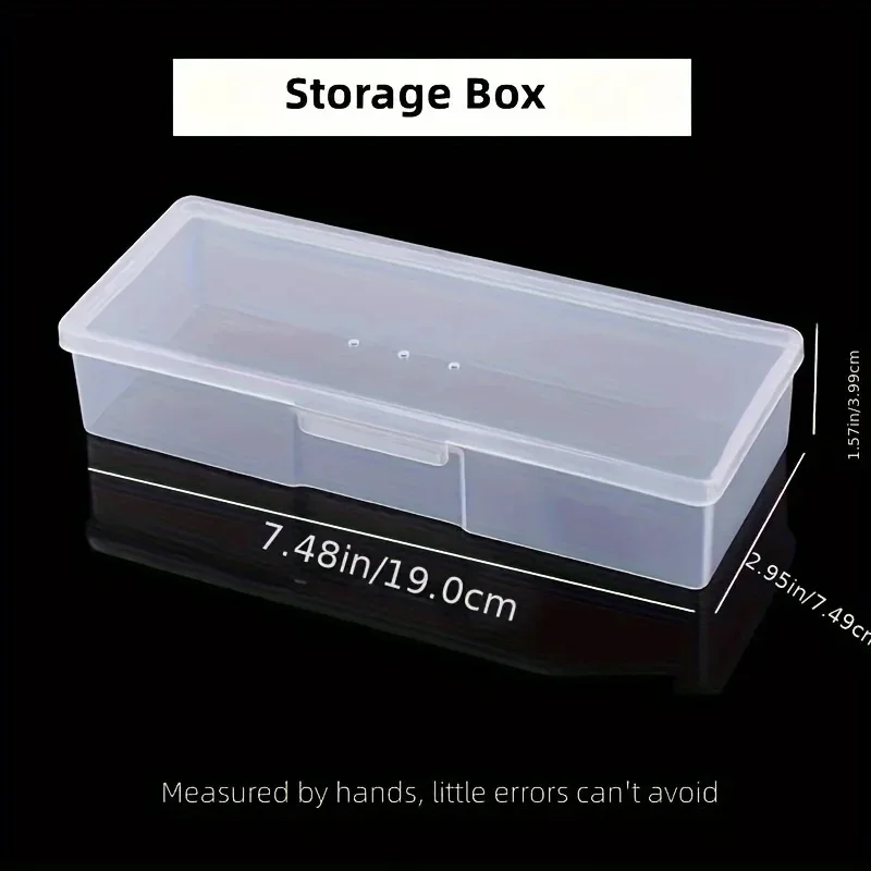 1PC Nail Brush File Manicure Tools Nail Art Storage Box Nail Accessories Organizer Clear Cuboid Plastic Container Packaging Case