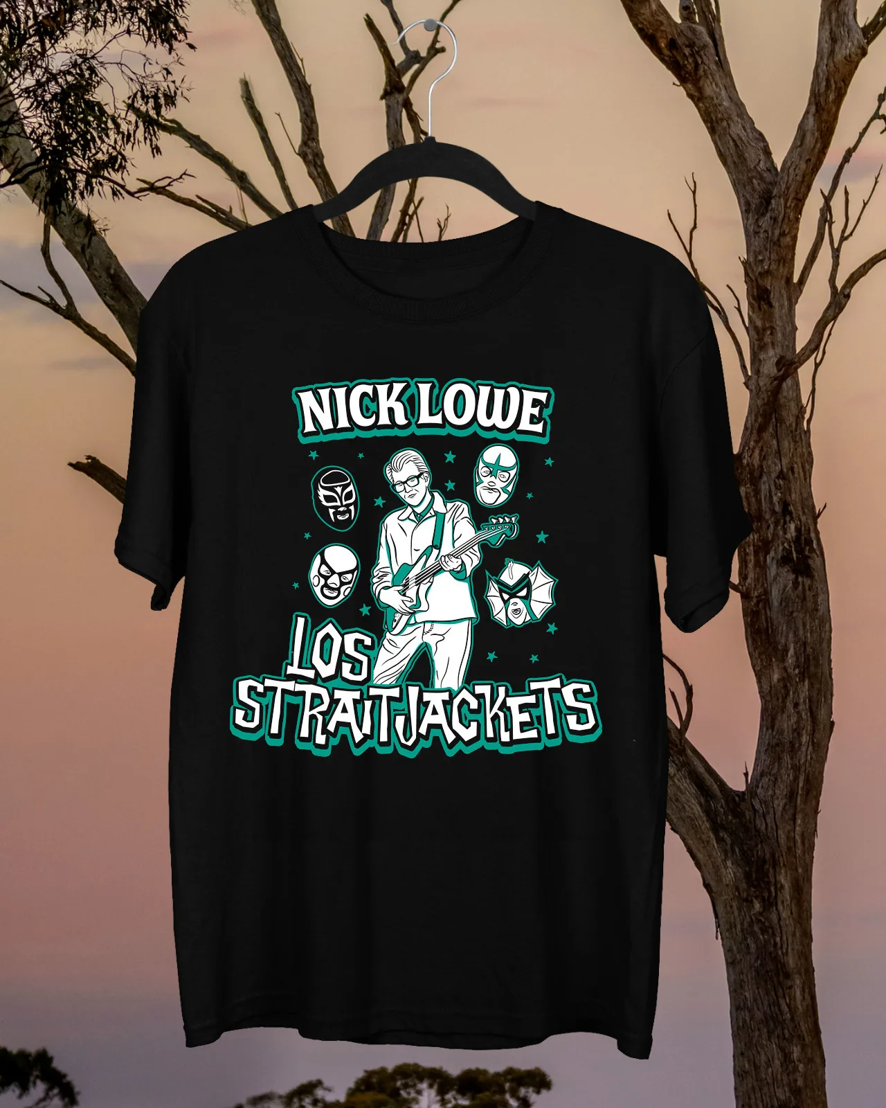 Rare Nick Lowe & Los Straitjackets 2020 Band T-Shirt Black S to 5XL TMB1687