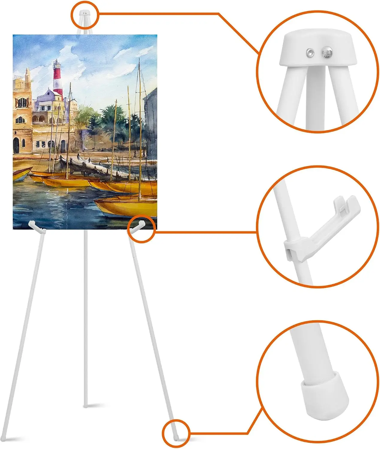 Wedding Welcome Sign Stand, Portable Folding Easel Tripod, Sturdy and Anti-Slip, Quick Setup, Fits Welcome Board and Seating Chart, with Carry Bag, Available in Black and White