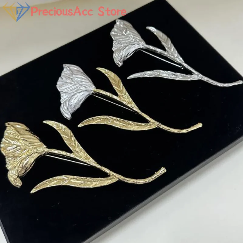 خمر فريد كبير ورقة معدنية زهرة بروش للنساء الفتيات مبالغ فيها بدلة على الموضة الصدار دبابيس تظهر مجوهرات الحفلات هدية