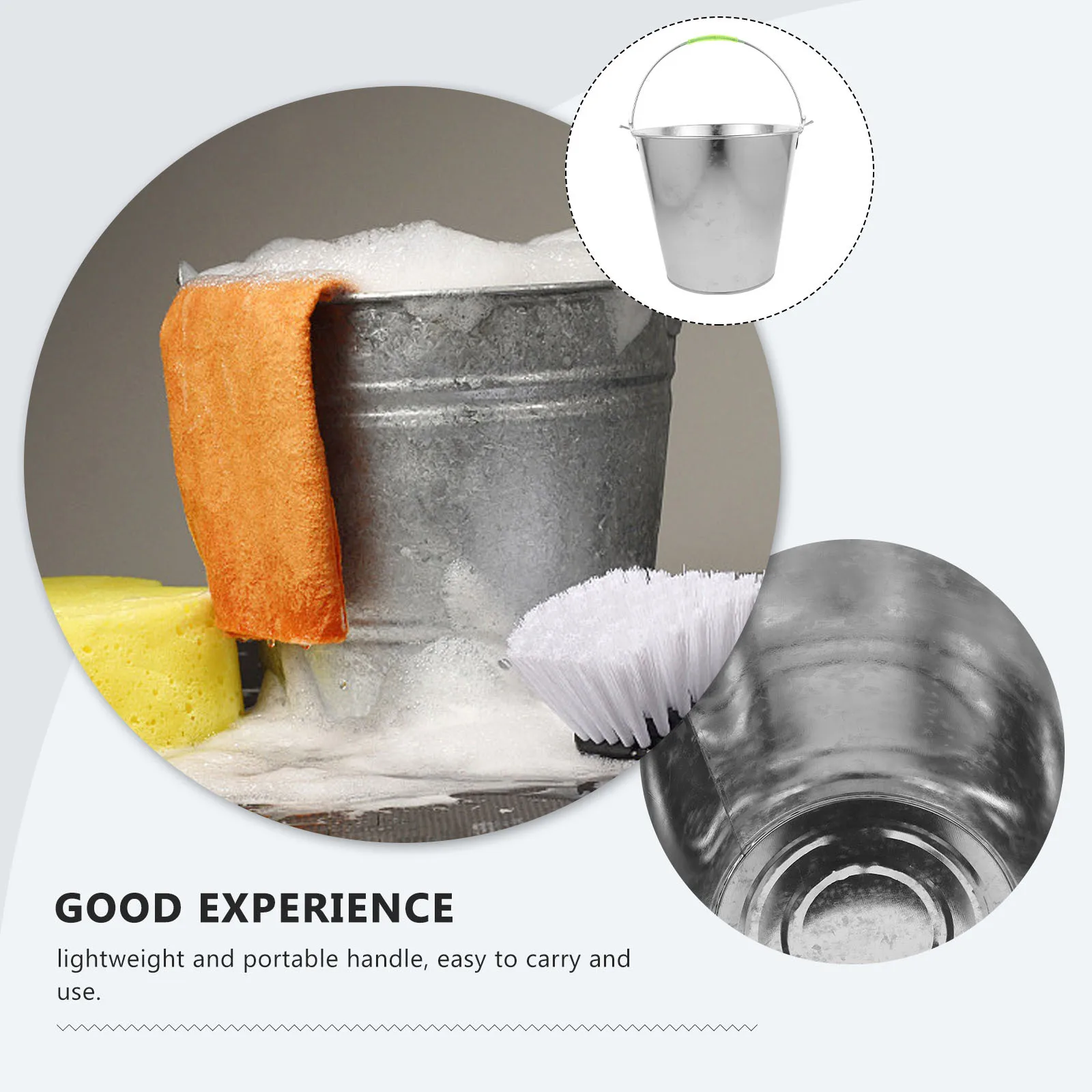 

Tin Color Metal Water Bucket Portable Handle Multipurpose Bucket for Cleaning Gardening Gallon Pail Gallon Pail