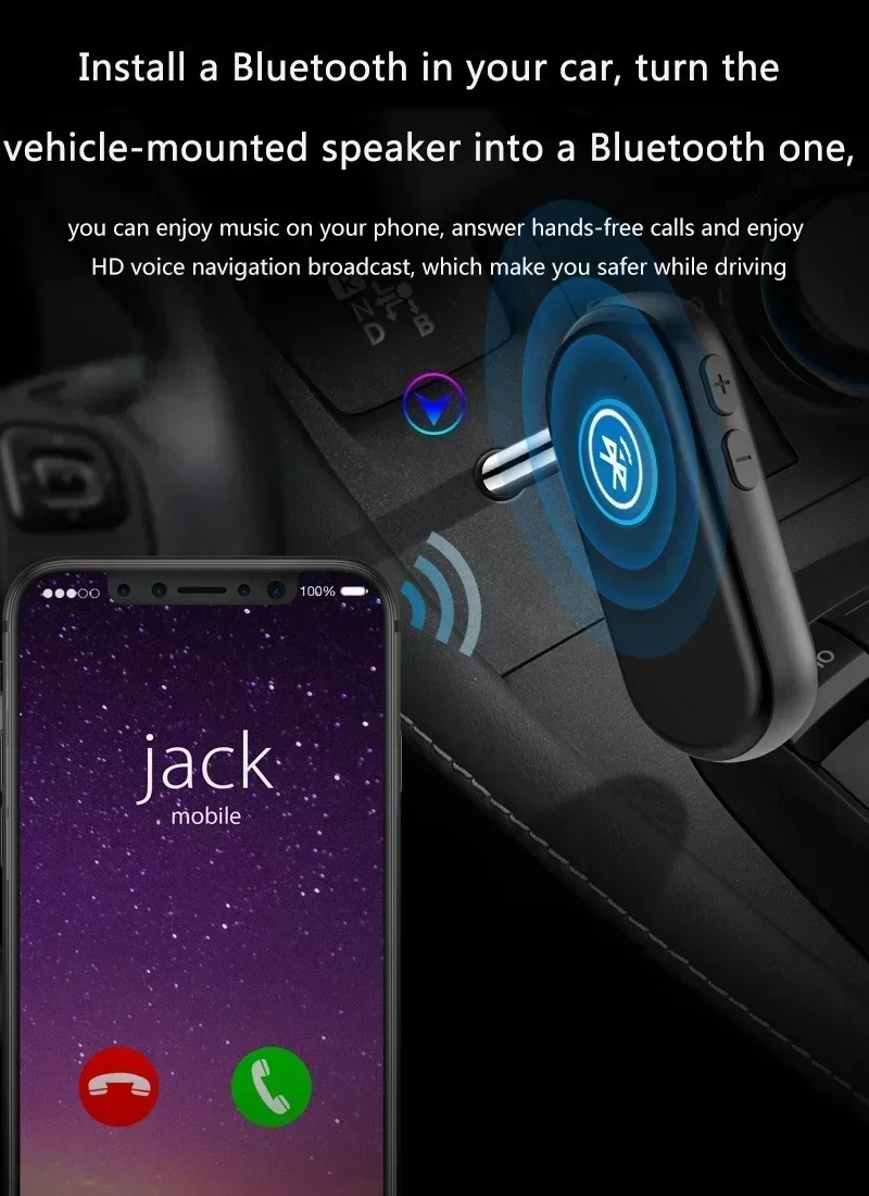CMAOS Bluetooth Receiver 5.0 AptX LL 3.5mm AUX Jack Audio Wireless Adapter for Car PC Headphones Mic 3.5 Bluetooth 5.0 Receptor