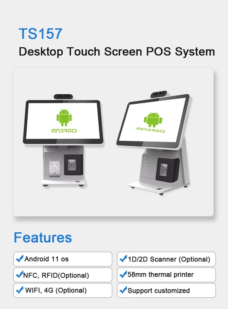 الكل في واحد 15.6 بوصة Pos أندرويد 11 ويندوز بالسعة اللمس شاشة مزدوجة آلة الفواتير POS مع شاشة عرض العملاء 11.6 بوصة