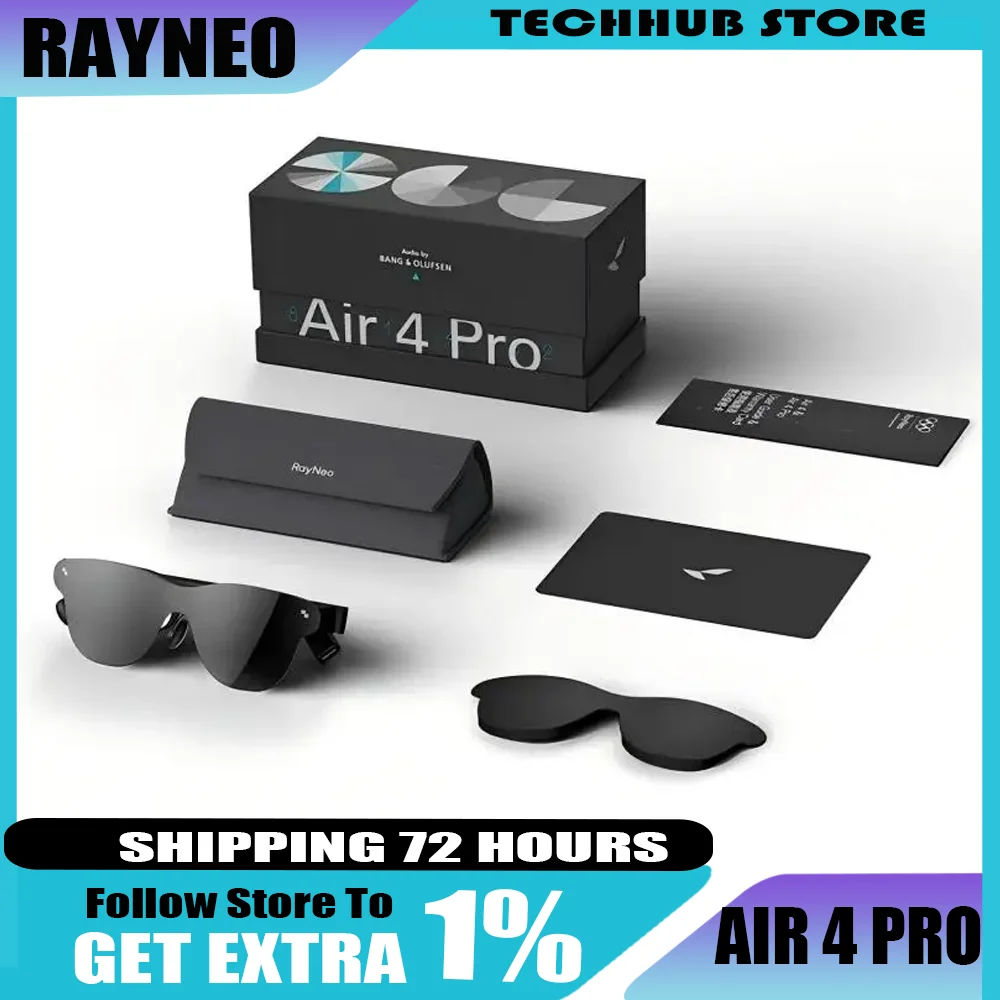 NEW Rayneo Air 4 Pro Smart AR Glasses 4K Video Capture 3G Voice Control IPX-5 Waterproof Head-Mounted XR Support DP Agreement