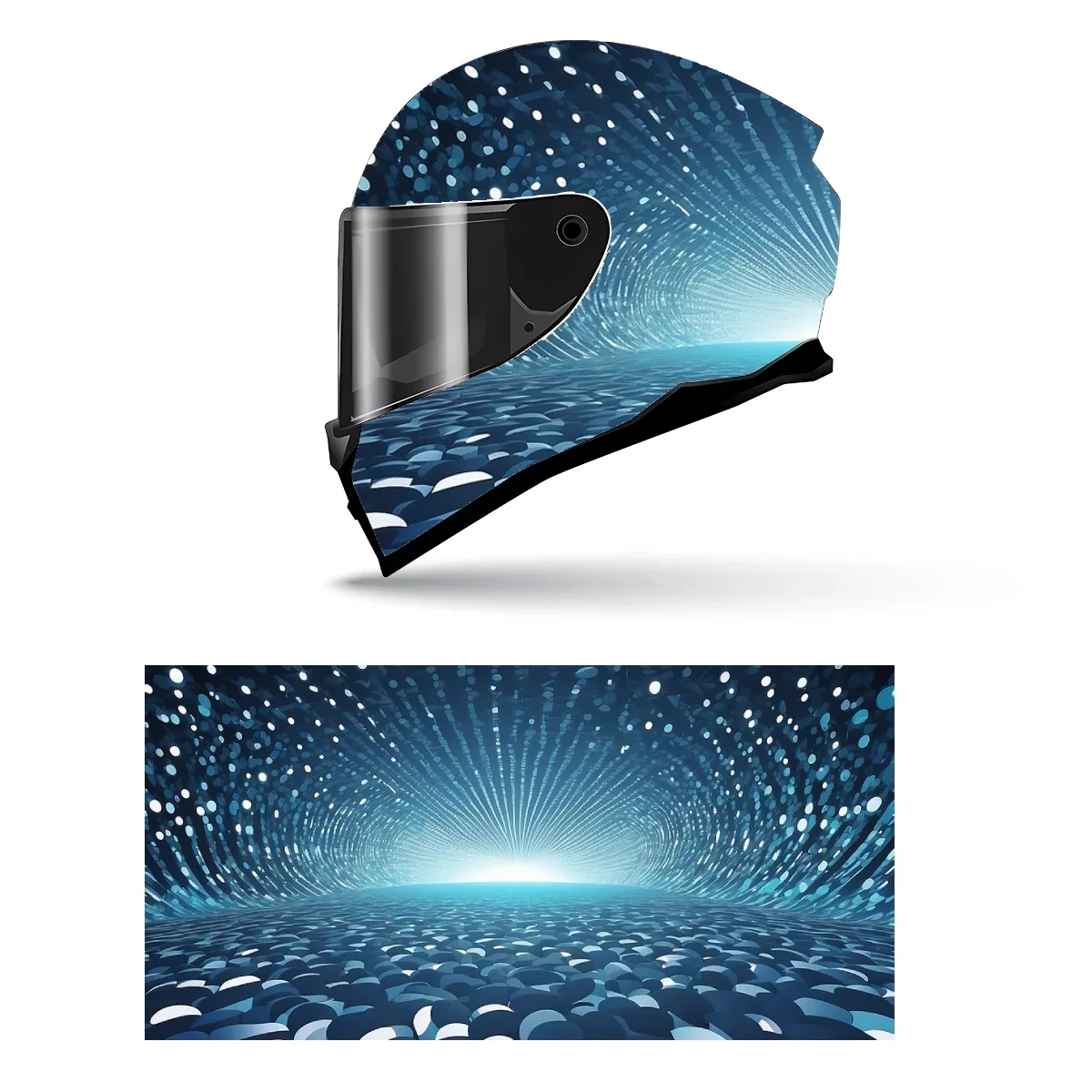 Abstract Depth Art Full Helmet Wrap Sticker Motorcycle Helmet Racing Graphic Decal Vinyl Wrap Helmet Decorative Sticker