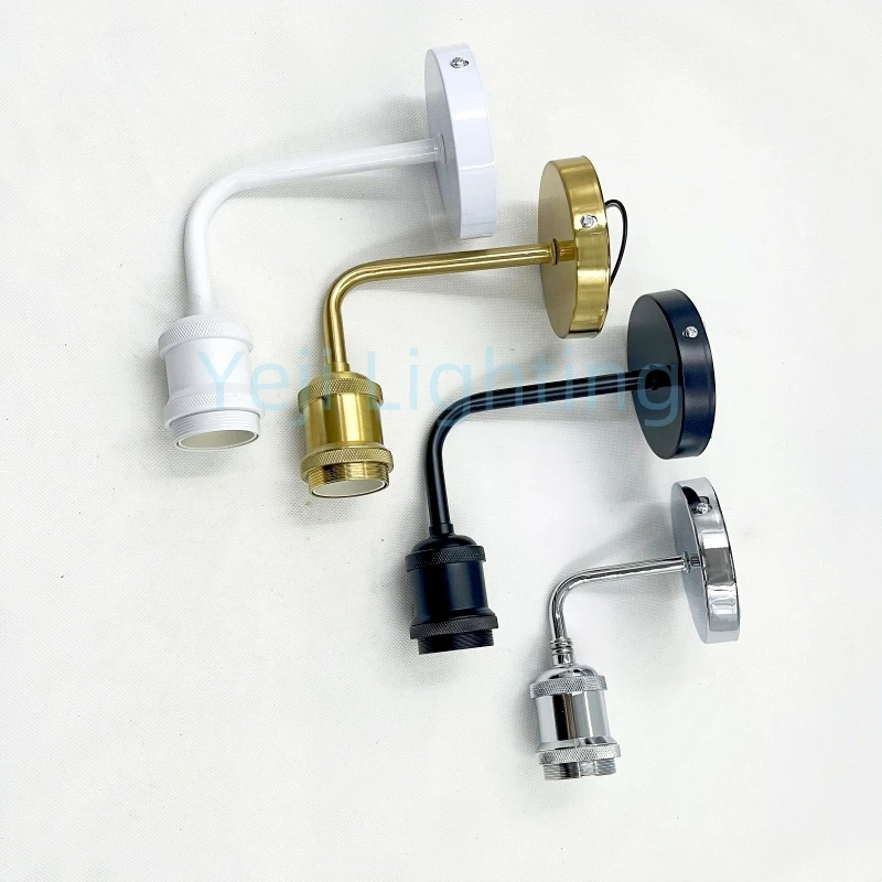 Metal Lamp Base Pendant Lamp Modification Wall Lamp Fittings Bending Pipe Turning Connection Tube E27 Lamp Holder Iron Lamp Base