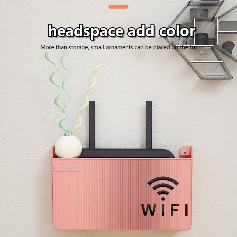 

Wireless Wifi Router Shelf Storage Box Wall Hanging ABS Plastic Organizer Box Cable Power Bracket Organizer Box Home Decor