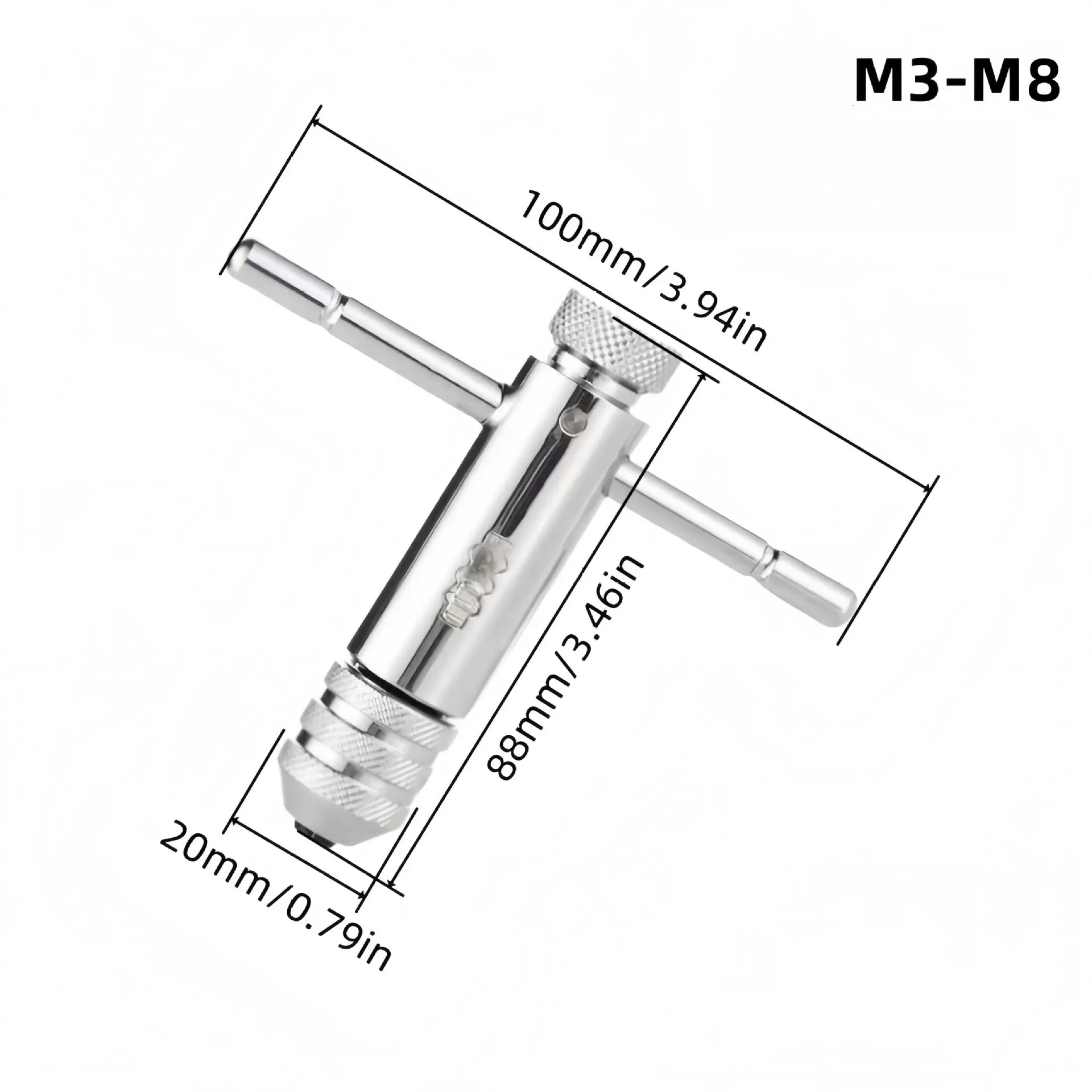 M3-M8 Adjustable Ratchet Wrench 5pc Hand Tap Tapping Forward and Reverse Tapping Hand Tool Accessory Set