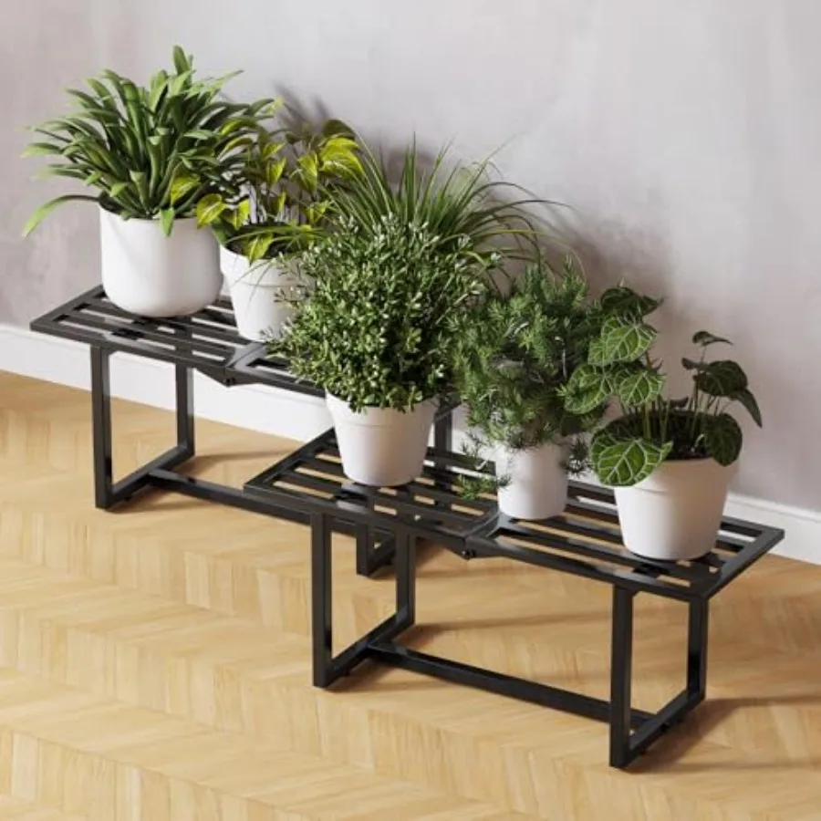 

2-Pack Elegant Mid-Century Modern Metal Tiered Plant Stand Robust 330 lbs Capacity Versatile Indoor Outdoor Display for Living