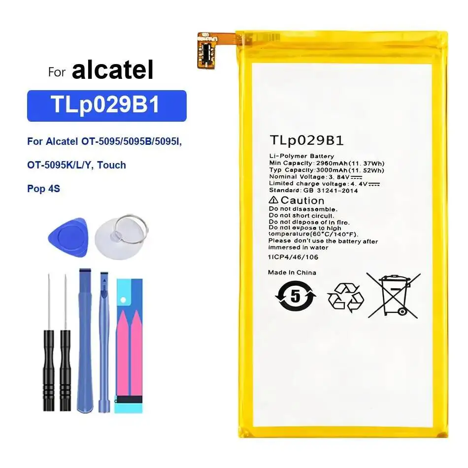 Batería de teléfono móvil segura Tlp029b1 Tlp030f1 TLP030F2 2960-3000Mah para Alcatel One OT-50955095B5095i, Touch Idol Pop 4S OT-6070