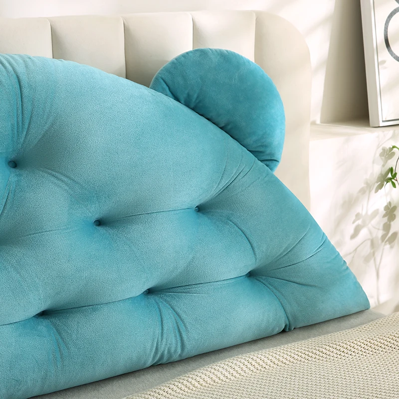 velvet bear ear Kids Upholstered Headboard, Back Pillow for Sitting Up in Bed, Back Support for Leaning Wall